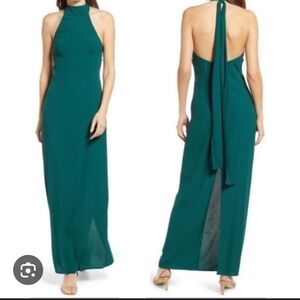 Reformation Forest Green Dress Full Length Halter Sz 4 Evening Formal Holidays